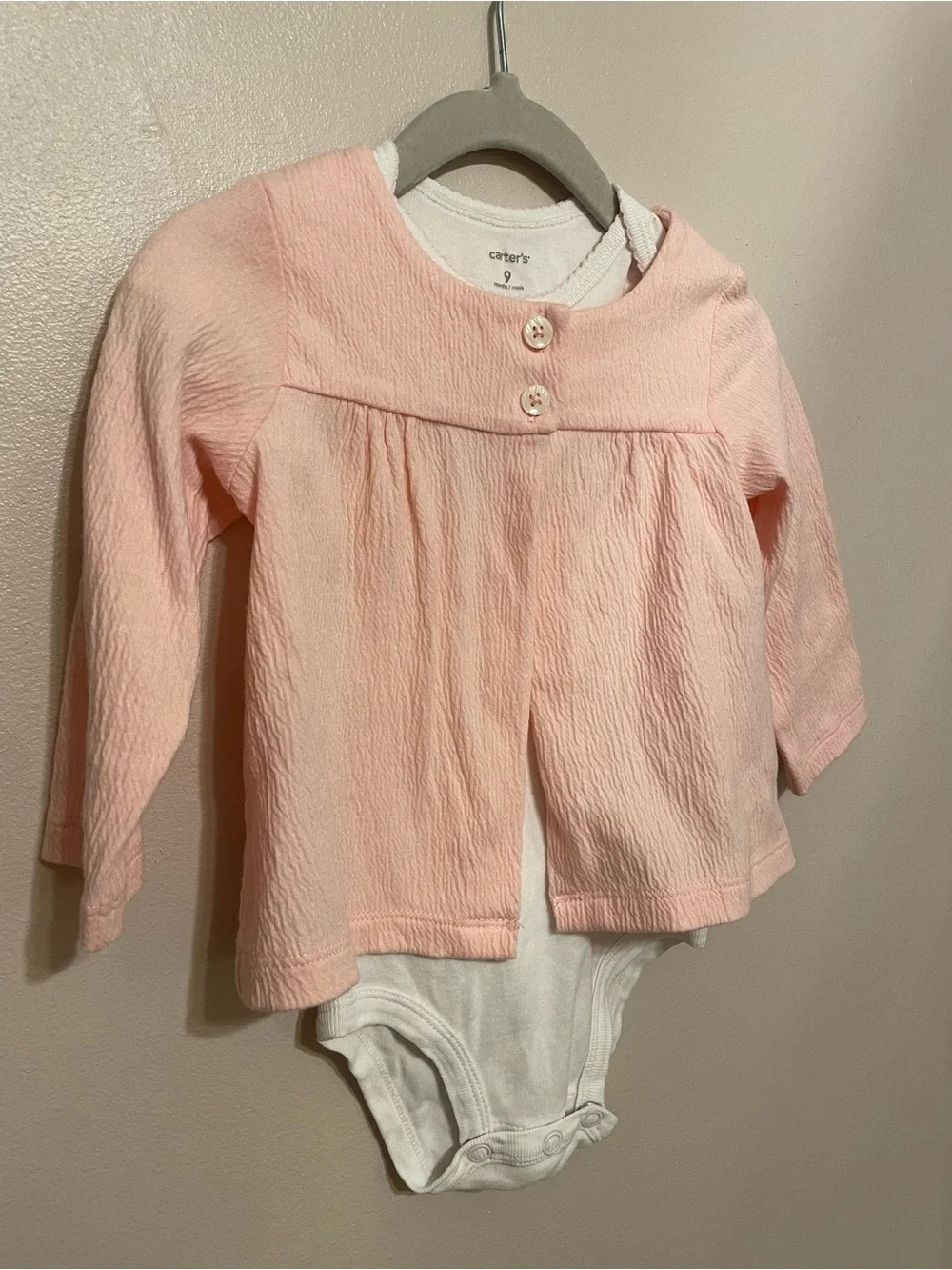 Carter's Light Pink Long-Sleeve Top with ‘World’s Most Adorable’ White Bodysuit